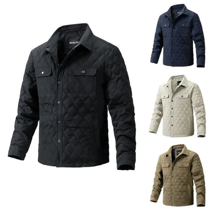 Men's Winter Jacket – Vintage Quilted Cotton with Pockets