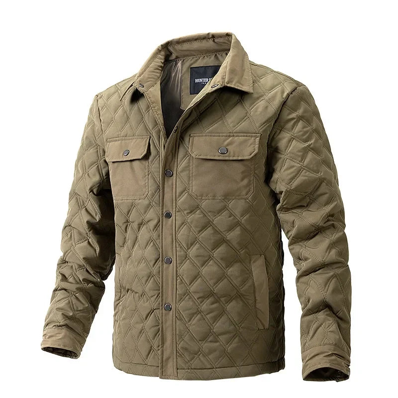 Men's Winter Jacket – Vintage Quilted Cotton with Pockets