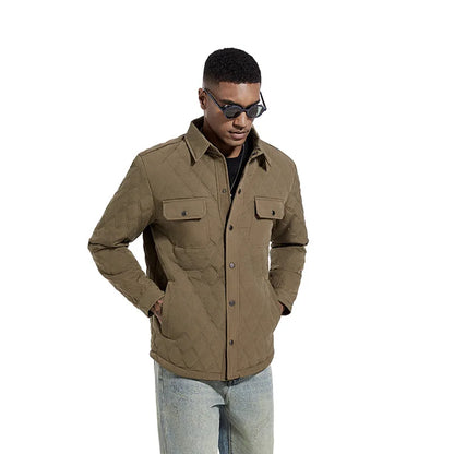 Men's Winter Jacket – Vintage Quilted Cotton with Pockets