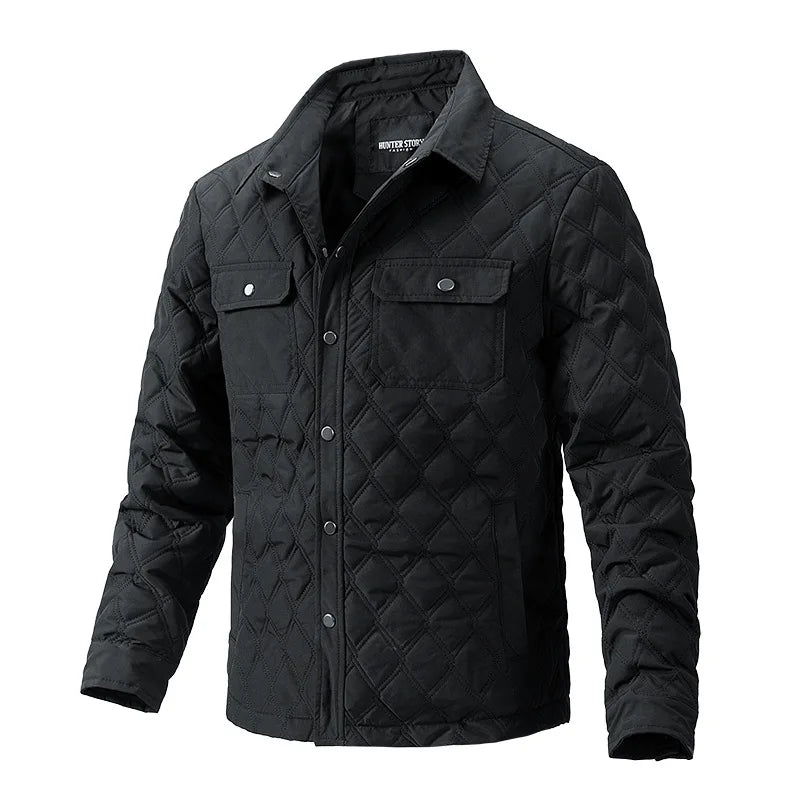 Men's Winter Jacket – Vintage Quilted Cotton with Pockets